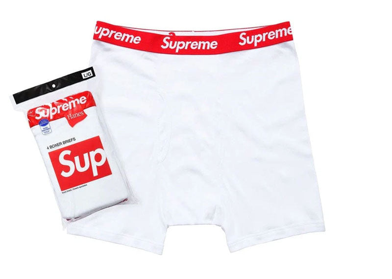 SUPREME Hanes Boxer Briefs (4 Pack) White