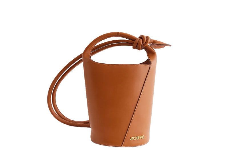 JACQUEMUS 'Le petit Tourni Leather Bucket Bag' Brown