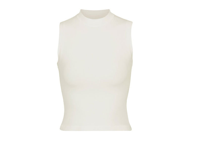 SKIMS Cotton Jersey Mock Neck Tank Top Bone