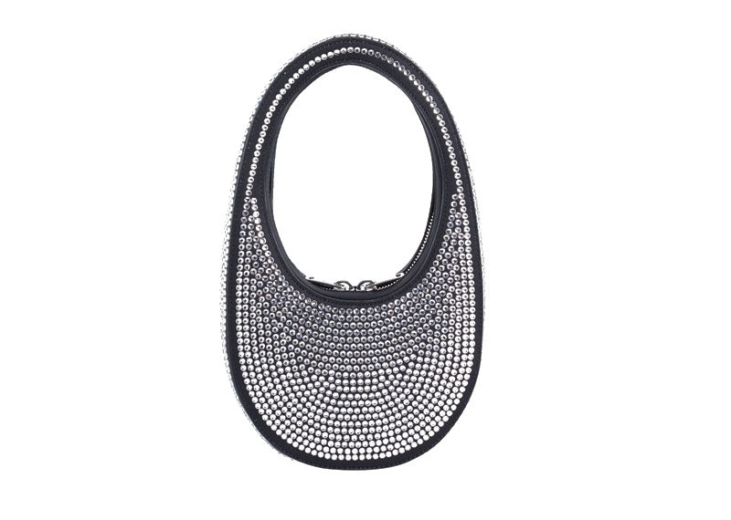 Coperni Crystal Embellished Micro Baguette Swipe Bag Black