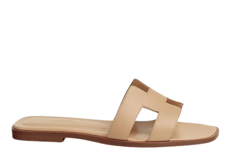 Hermes Oran Sandal Beige Box Calfskin Leather