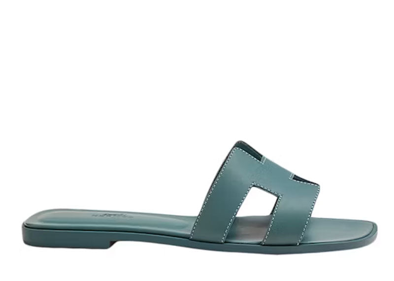 Hermes Oran Sandal Bleu Pinede Box Calfskin Leather