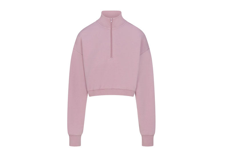 SKIMS Cotton Fleece Cropped Half Zip Dusk