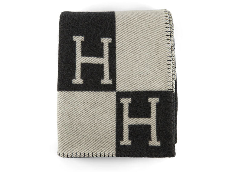 Hermes Avalon Throw Blanket Ecru/Gris Fonce