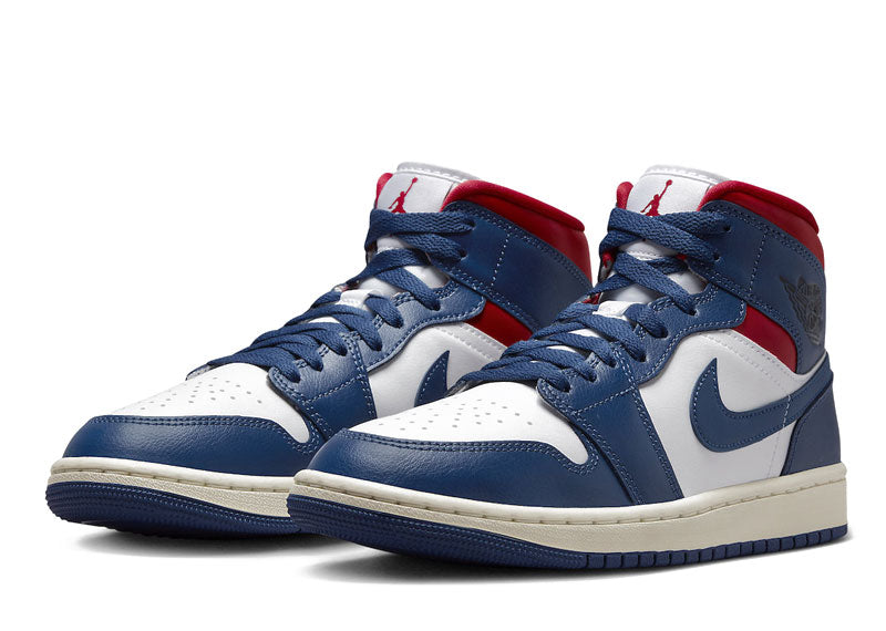 Jordan 1 Mid French Blue Gym Red (Women's)