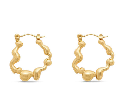Soul Gallery 18ct Gold Plated Stainless Steel Abstract Flower Hoops | Soul Gallery