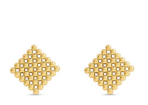 Soul Gallery Stainless Steel Bubble Square Stud Earrings 18ct Gold Plated | Soul Gallery