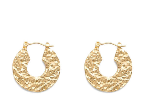Soul Gallery Stainless Steel Flat Textured Hoops 18ct Gold Plated | Soul Gallery