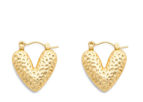 Soul Gallery Stainless Steel Puffy Textured Heart Hoops 18ct Gold Plated | Soul Gallery