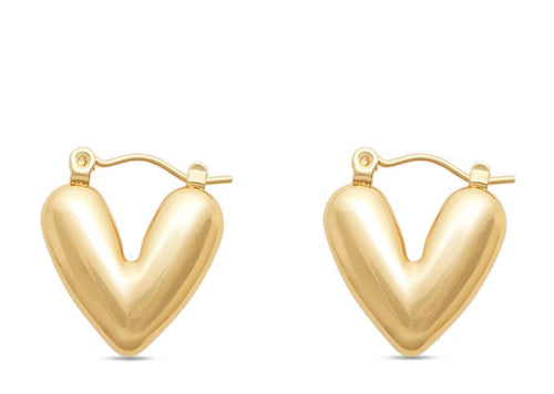 Soul Gallery Stainless Steel Small Puffy Heart Hoops 18ct Gold Plated | Soul Gallery