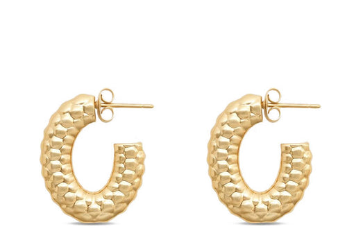 Soul Gallery Stainless Steel Snake Skin Texture Hoops 18ct Gold Plated | Soul Gallery