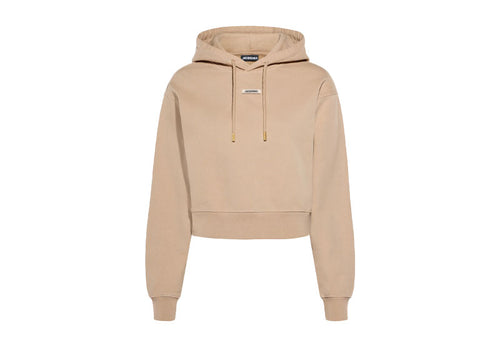 Jacquemus The Gros Grain Cropped Hoodie Beige | Soul Gallery