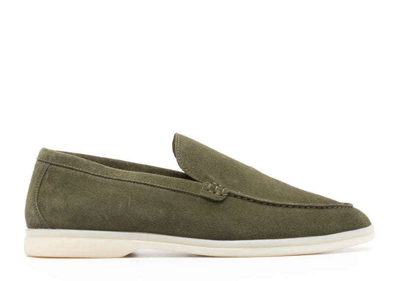Scarosso Ludovico Suede Loafers Olive | Soul Gallery
