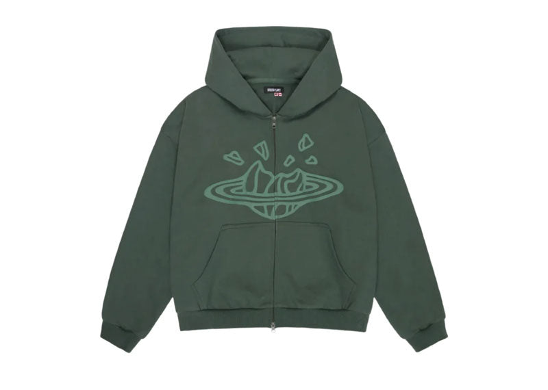 Broken Planet Zip Up Hoodie Emerald Green | Soul Gallery