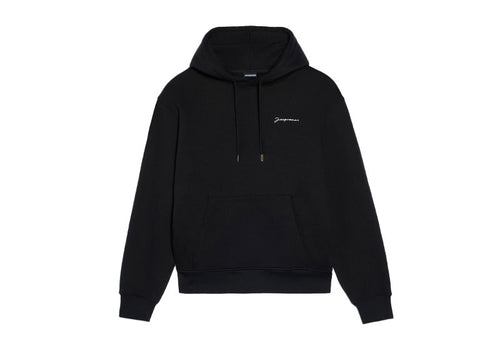 Jacquemus Le Sweatshirt Brode Embroidered Logo Hoodie Black | Soul Gallery