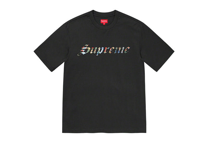 Supreme Floral Logo Print T-Shirt Black | Soul Gallery