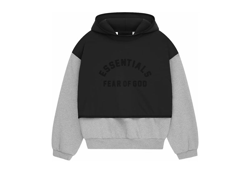 Fear of God Essentials Nylon Fleece Hooded Sweater Light Heather Grey/Jet Black | Soul Gallery