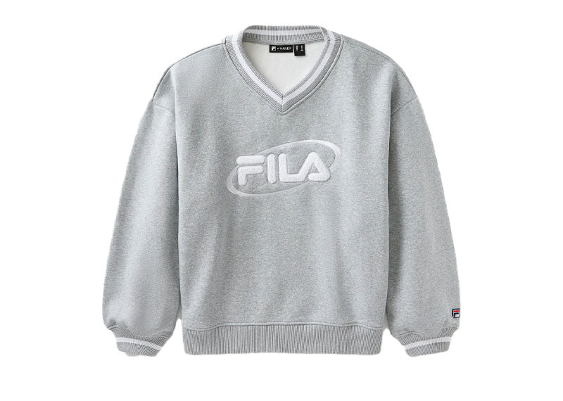 Fila x Hailey Bieber V-Neck Pullover Heather Grey | Soul Gallery