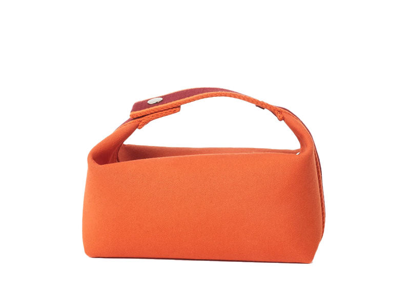 Hermes Canvas Small Bride-A-Brac Pouch Orange Burgundy