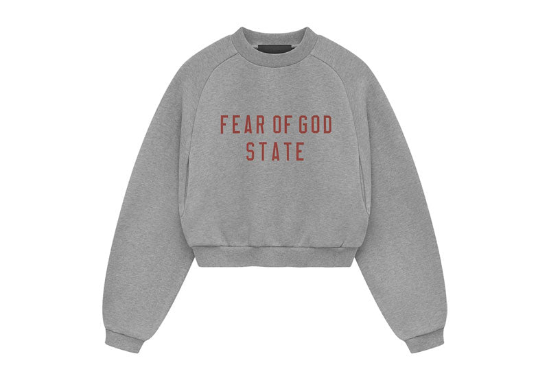 Fear of God Essentials Women's Fleece Cropped Crewneck Dark Heather