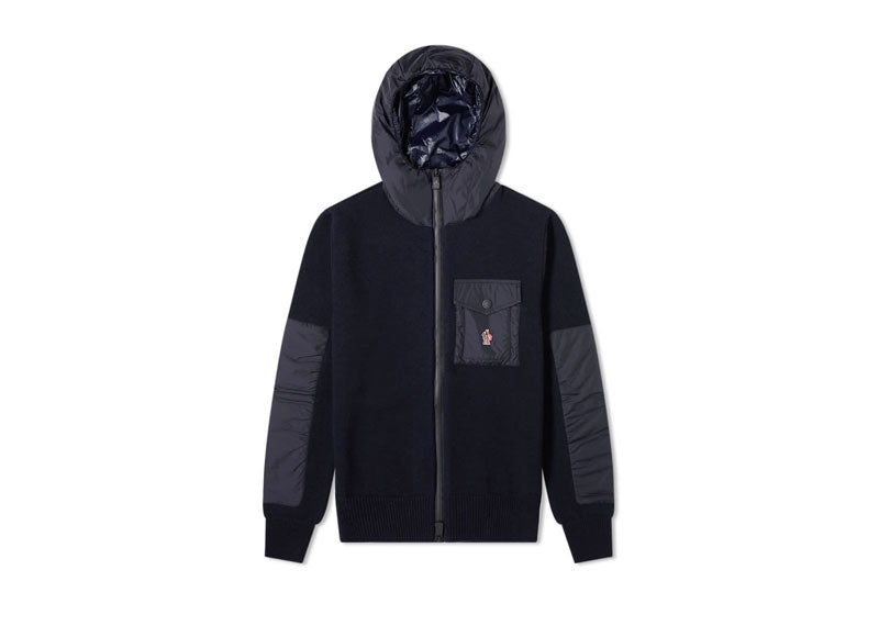 Moncler Grenoble Hooded Knit Cardigan Black
