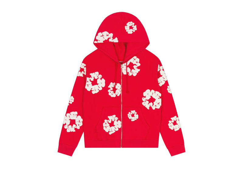 Denim Tears Cotton Wreath Zip Hoodie Red