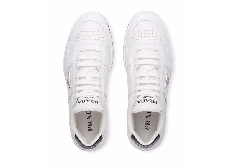 Prada Downtown Low Top Sneakers Leather White White Black
