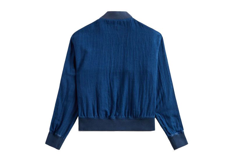 Palm Angels Chambray Track Bomber Jacket Indigo Off White