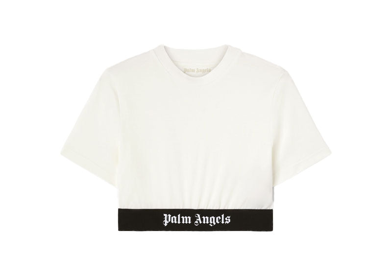 Palm Angels Logo Tape Crop T-Shirt Off White Black