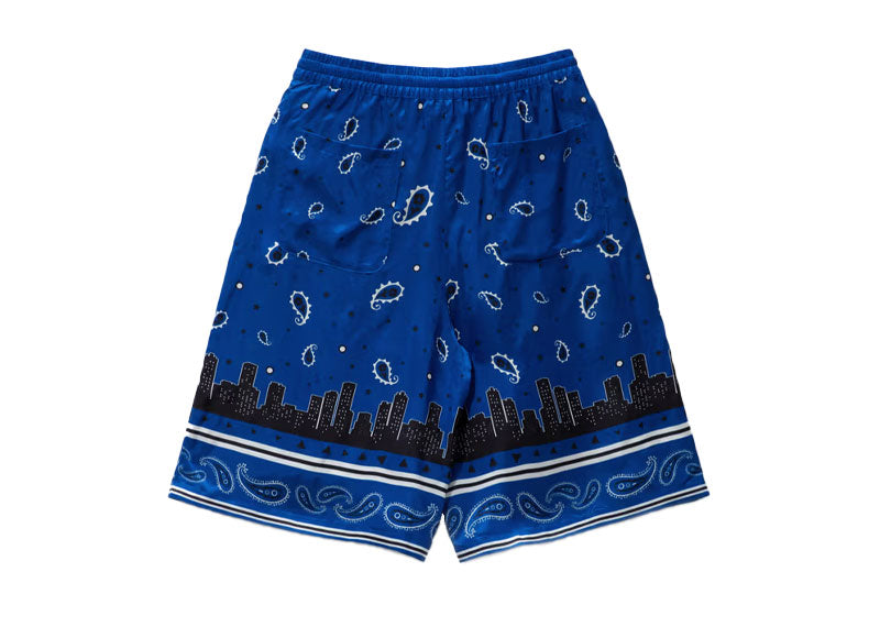 OFF-WHITE Bandana Viscose Shorts Willow Bough Blue