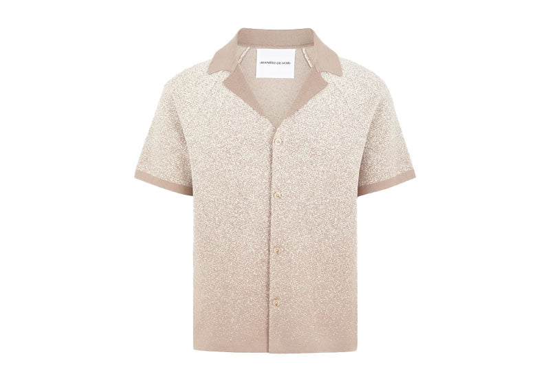 Maniere De Voir Ombre Knit Revere Shirt Beige/White
