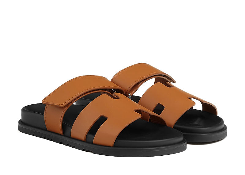 Hermes Chypre Sandal Naturel Black Smooth Calfskin Leather (Women's)