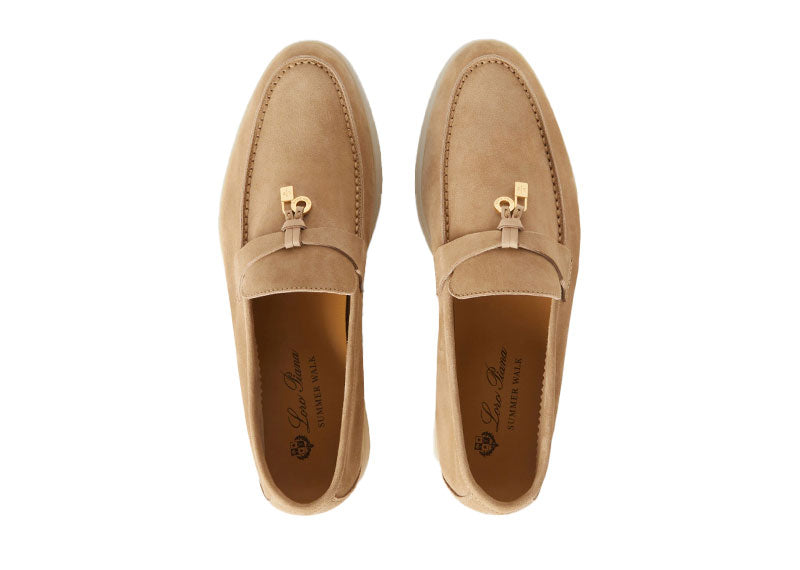 Loro Piana Summer Charms Walk Loafers Suede Sandstone