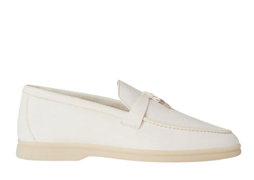 Loro Piana Summer Charms Walk Loafers Deerskin White