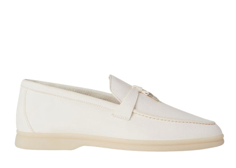 Loro Piana Summer Charms Walk Loafers Deerskin White