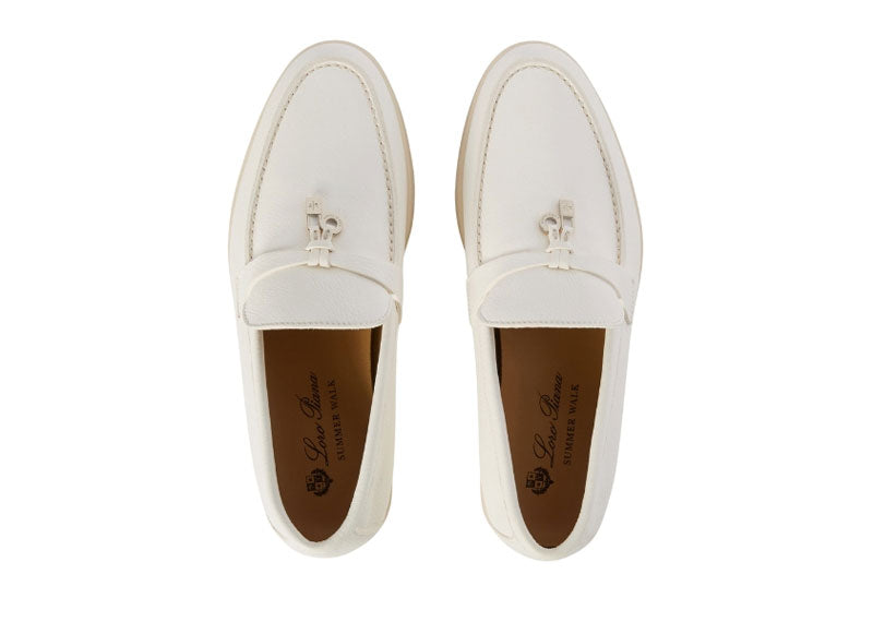 Loro Piana Summer Charms Walk Loafers Deerskin White