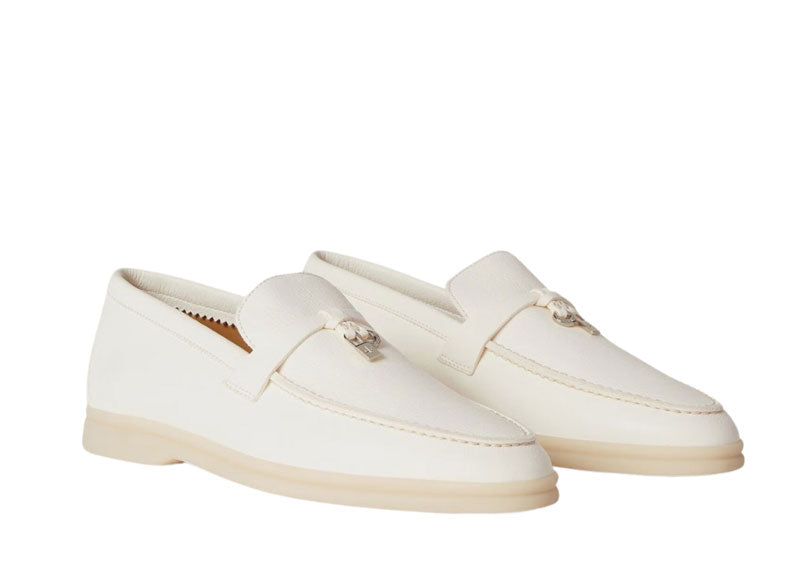 Loro Piana Summer Charms Walk Loafers Deerskin White