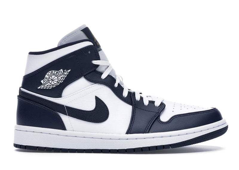 Jordan 1 Mid White Metallic Gold Obsidian