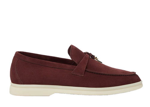 Loro Piana Summer Charms Walk Loafer Suede Oxblood
