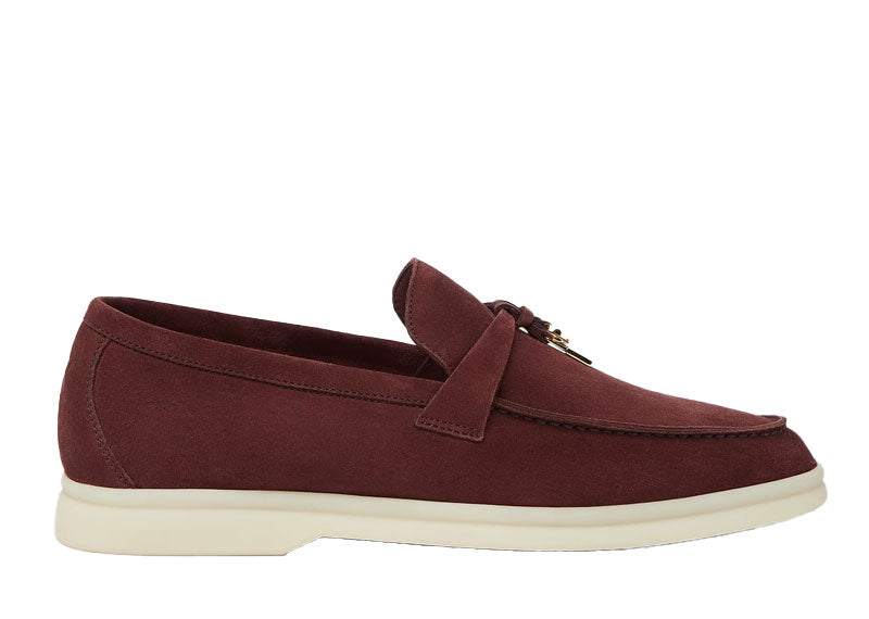 Loro Piana Summer Charms Walk Loafer Suede Oxblood