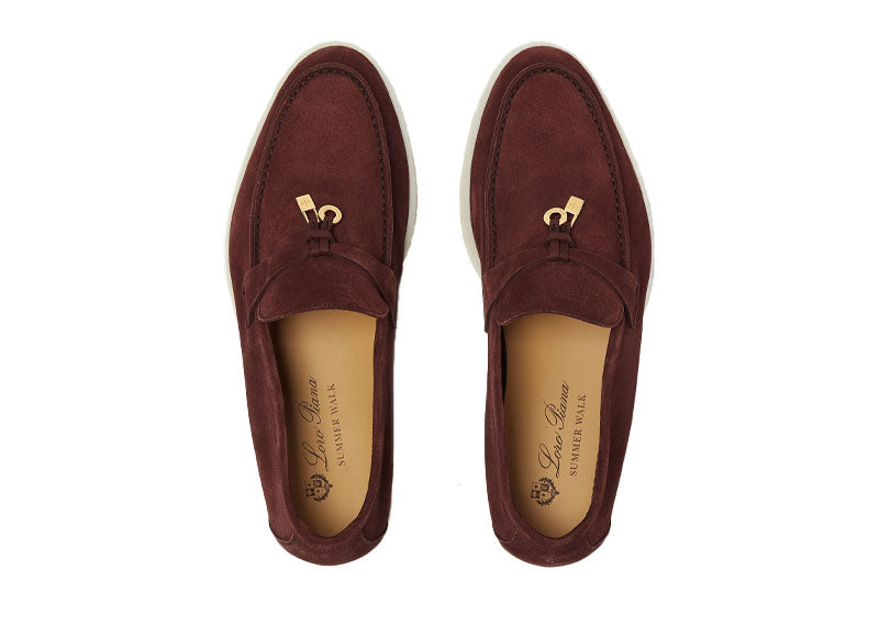 Loro Piana Summer Charms Walk Loafer Suede Oxblood