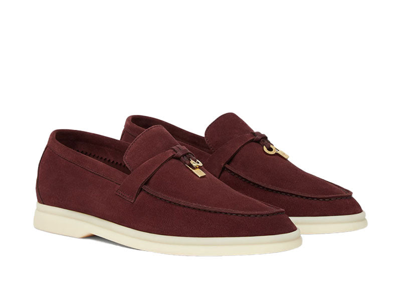 Loro Piana Summer Charms Walk Loafer Suede Oxblood