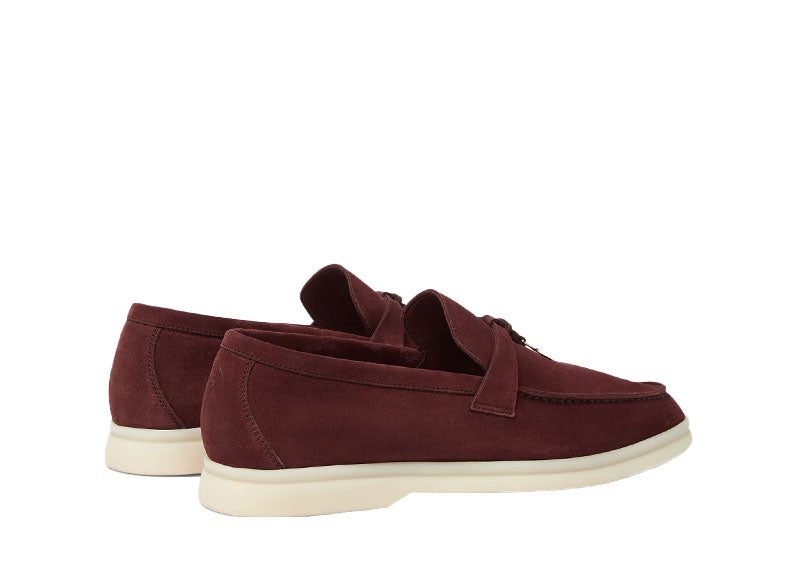 Loro Piana Summer Charms Walk Loafer Suede Oxblood