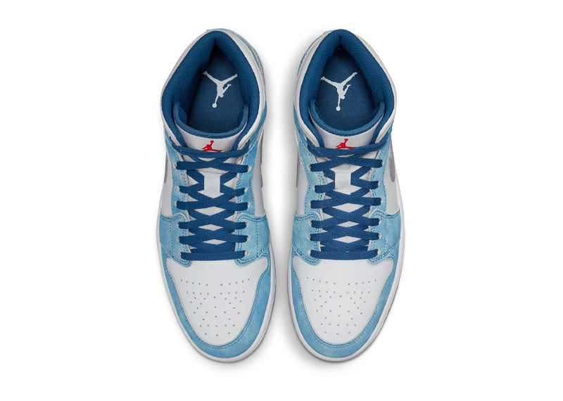 Jordan 1 Mid French Blue Fire Red