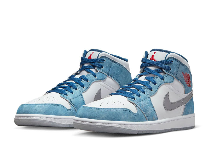 Jordan 1 Mid French Blue Fire Red