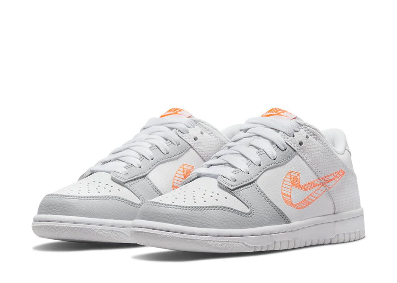 Nike Dunk Low SE 3D Swoosh Pure Platinum Total Orange (GS)