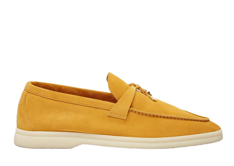 Loro Piana Summer Charms Walk Loafer Suede Saffron Tea