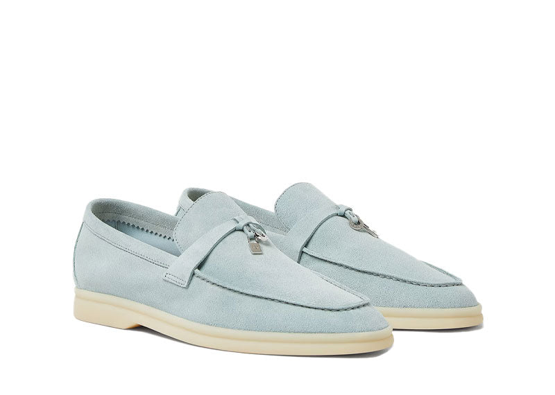 Loro Piana Summer Charms Walk Loafers Suede Spring Waterfall Melange