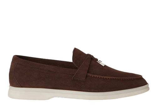 Loro Piana Summer Charms Walk Loafer Suede Chocolate
