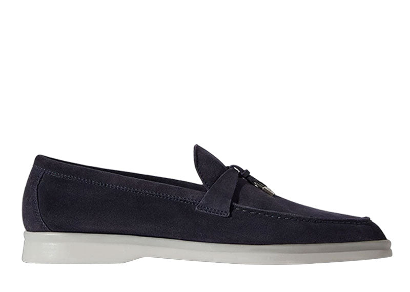 Loro Piana Summer Charms Walk Loafer Suede Argo Blue Melange